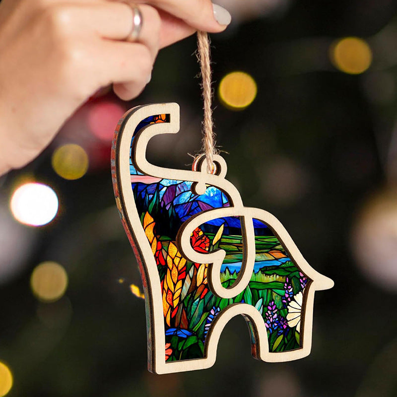 Artistic Wooden Elephant Ornament