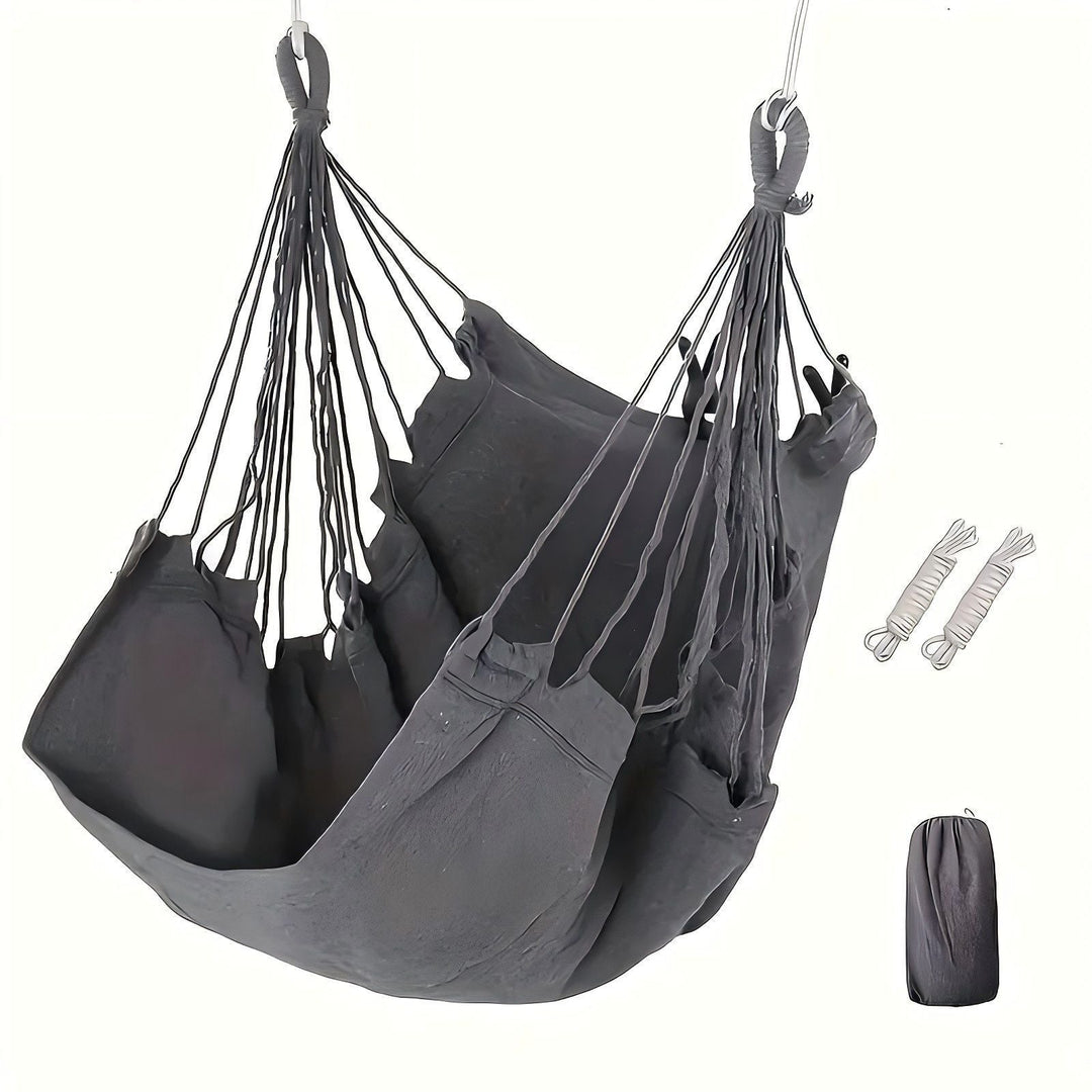 Hanging hammock chair with reinforced cotton canvas and integrated arm pockets Stornfield