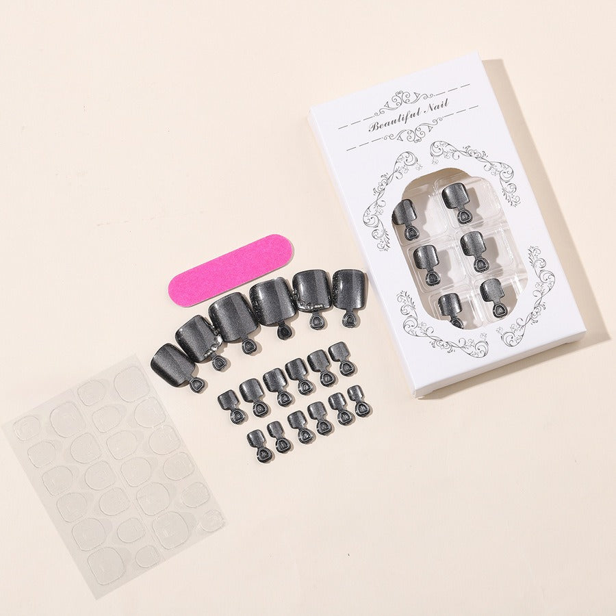 Artificial nail set with glossy surface and care accessories Stornfield