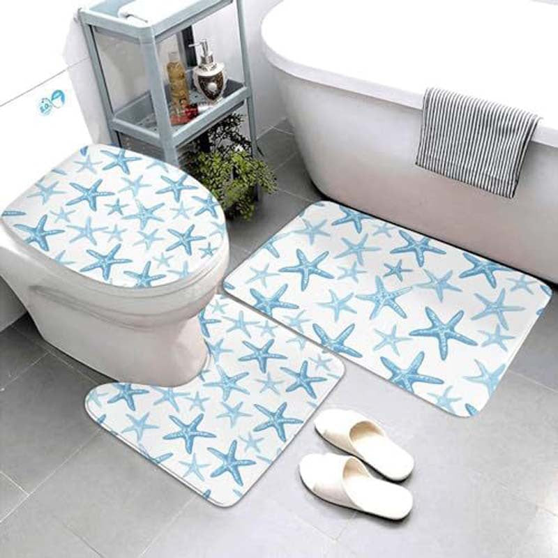 Geometric Pattern Bathroom Mat Set