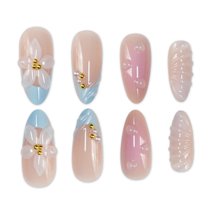 Artistic Floral Design Press-On Nail Set Stornfield