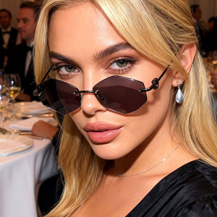 Women's fashionable sunglasses with hexagonal frame and luxurious accents Stornfield