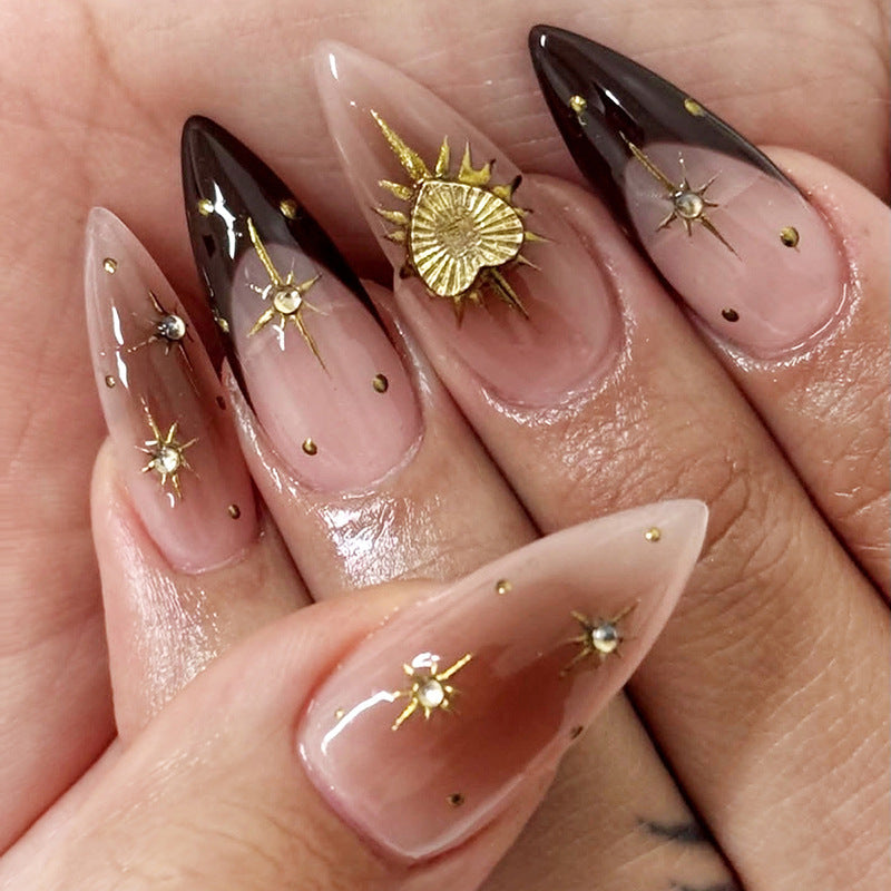 Artificial nail set with handcrafted floral and glamorous decorations Stornfield