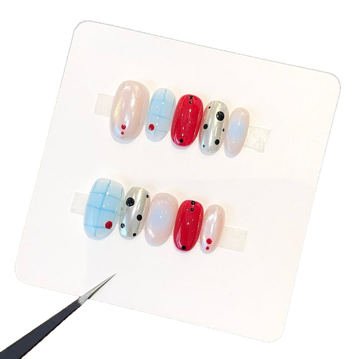 Artificials nails with creative geometric design and modern accents Stornfield