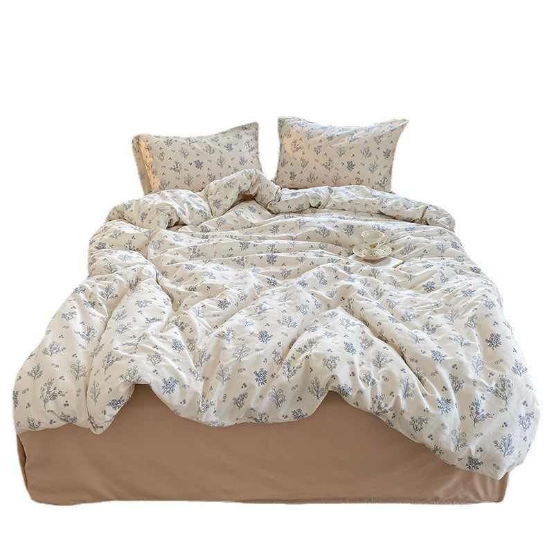 Breathable Cotton Percale Floral Duvet Cover Set with Pillow Shams
