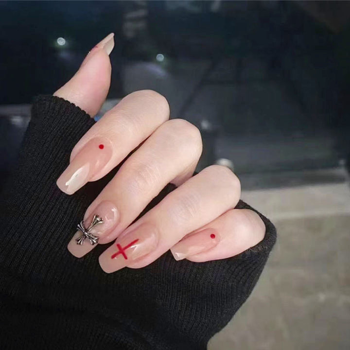 Artificial nail set in elegant minimalist style with creative accents Stornfield