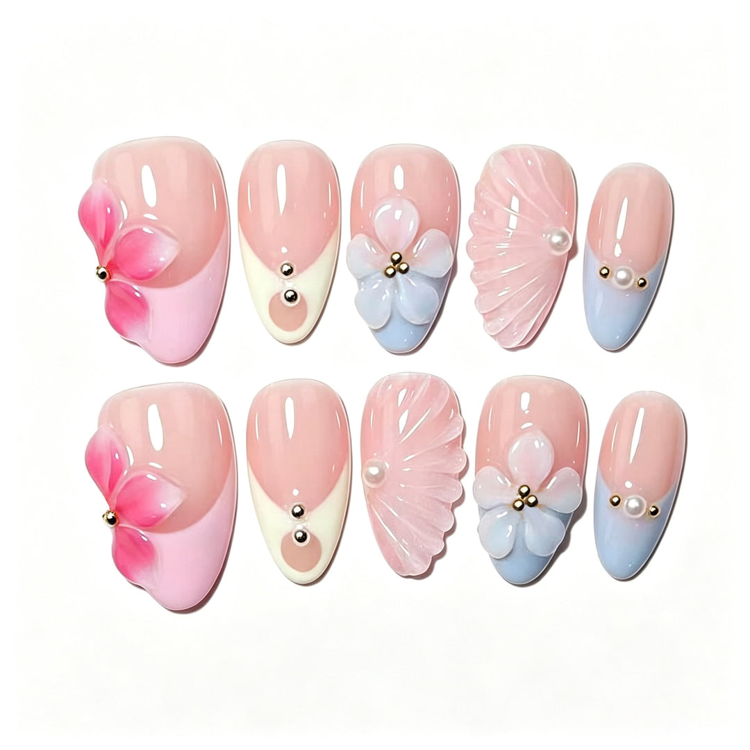 Floral-Enriched Press-On Nail Art Set Stornfield