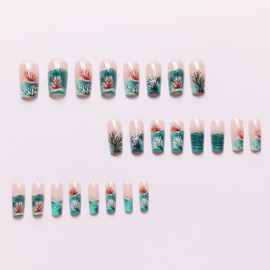 Artificial Nails in Stylish Coral Design Stornfield
