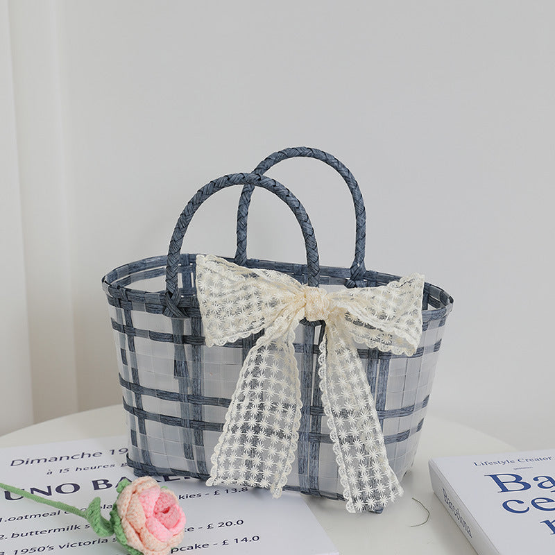 Handcrafted basket bag with elegant bow applique Stornfield