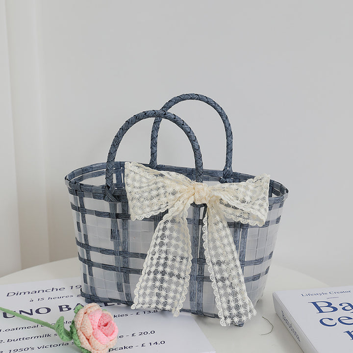 Handcrafted basket bag with elegant bow applique Stornfield
