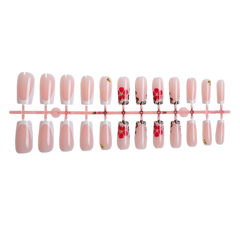Acrylic Nail Set with Modern Floral and Leopard Designs Stornfield