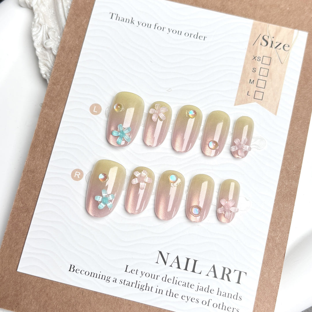 Elegant Floral Press-On Nails Set