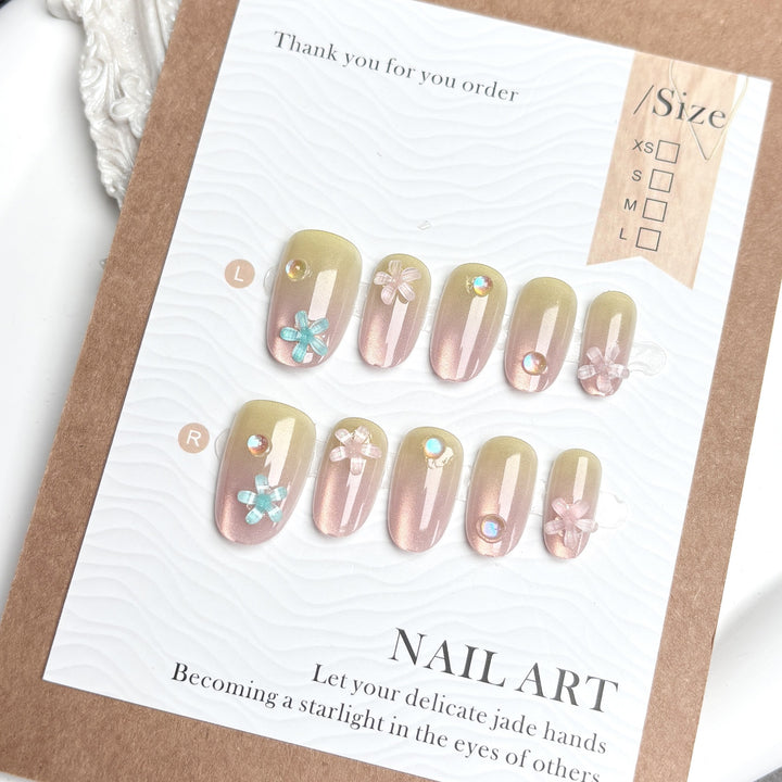 Elegant Floral Press-On Nails Set