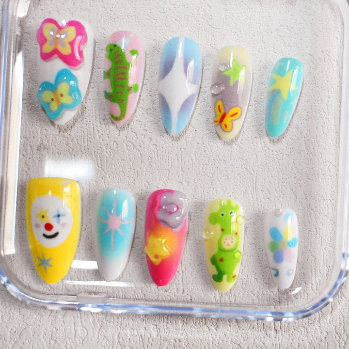 Playful Themed Press-On Nail Art Set Stornfield