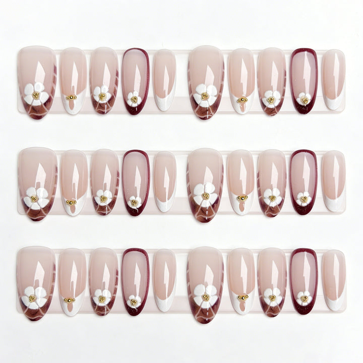 Elegant Floral Design Press-On Nail Enhancements Stornfield