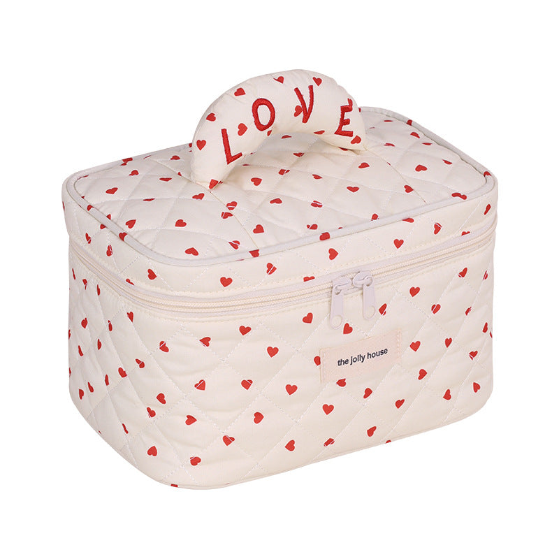 Cosmetic Storage Bag with Padded Design and Cute Heart Motif Stornfield