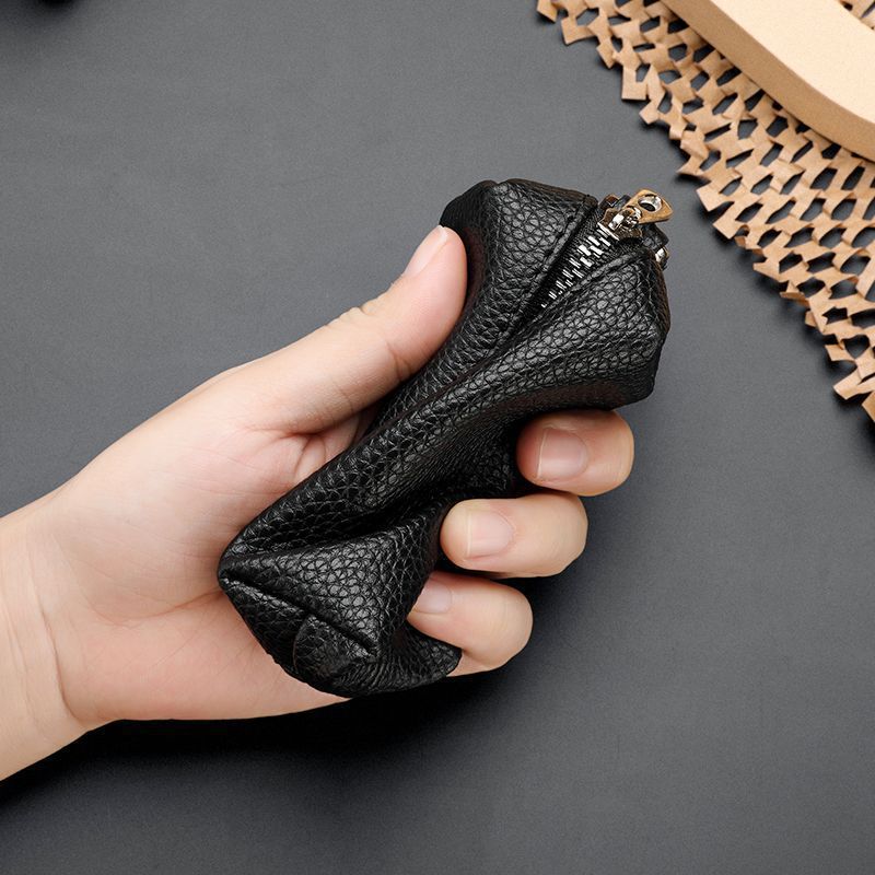 Textured Leather Zippered Pencil Case