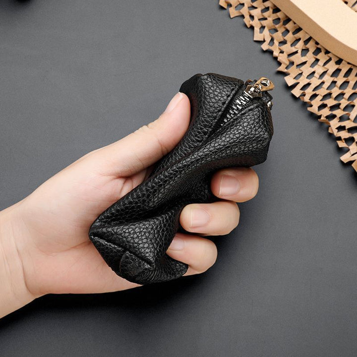Textured Leather Zippered Pencil Case