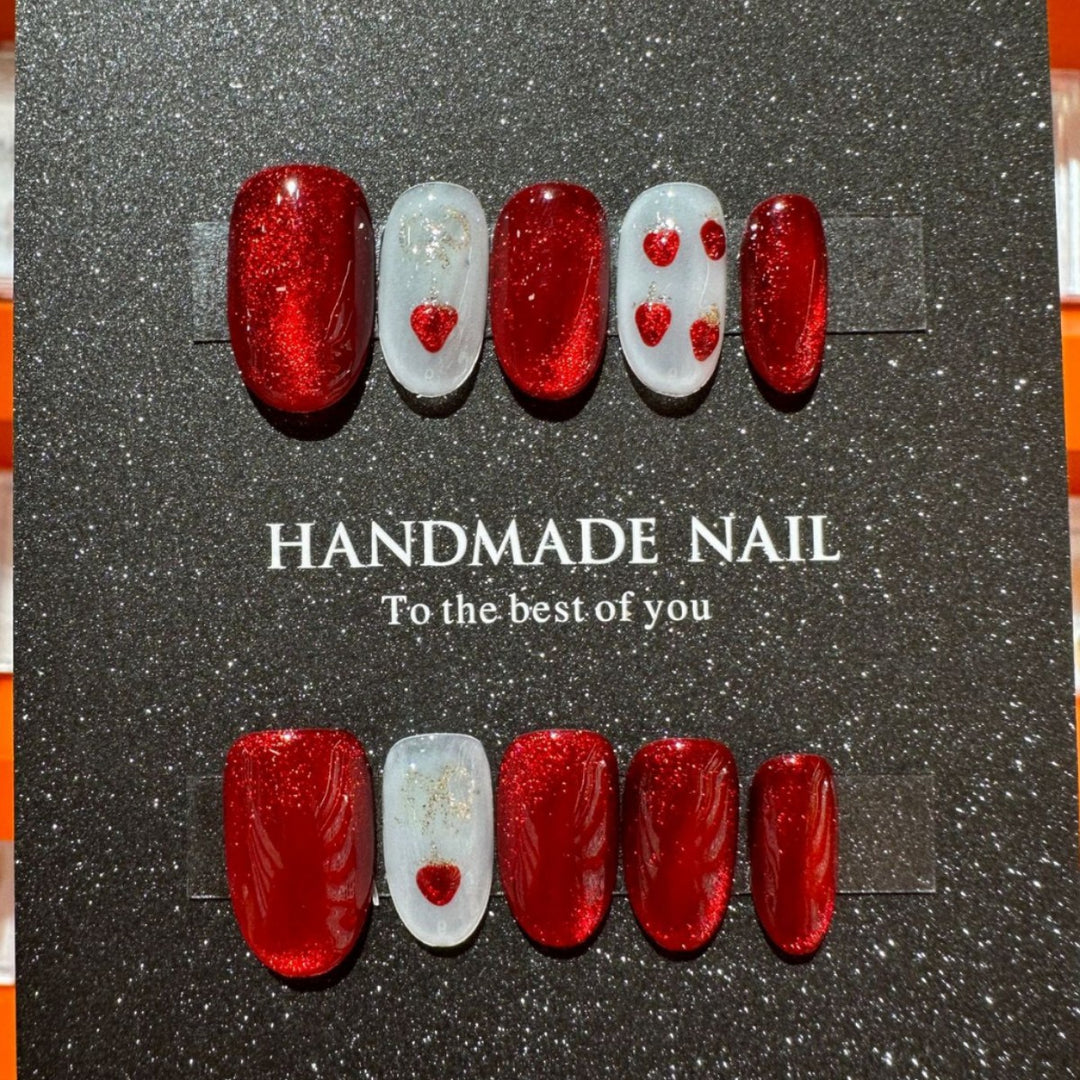 Handmade Heart Design Press-On Nail Set
