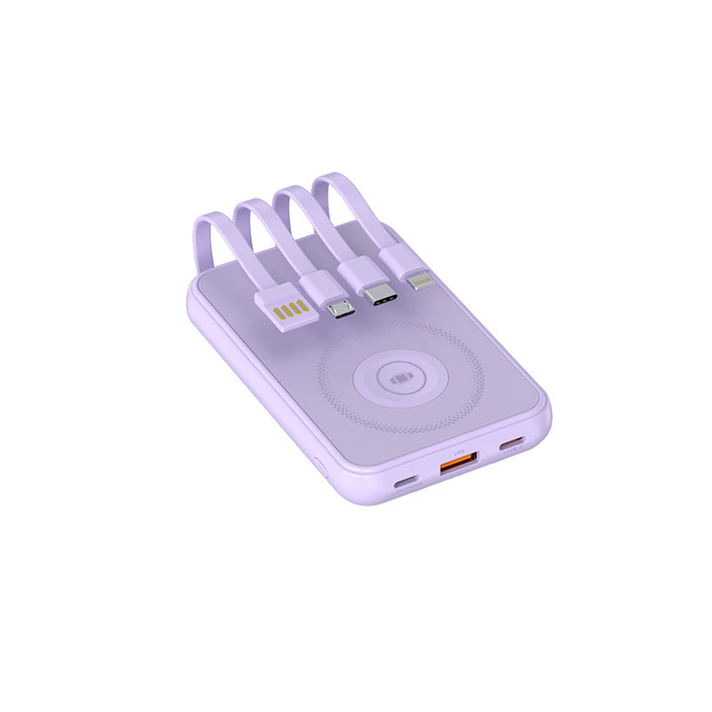 Portable charger with multidimensional charging cable system and wireless charging function Stornfield