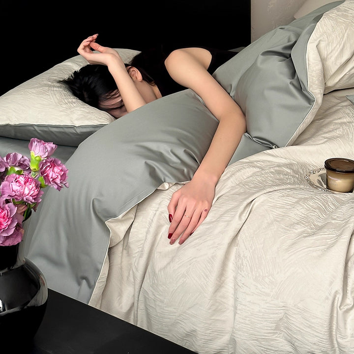 Luxurious Textured Satin Bedding Set Stornfield