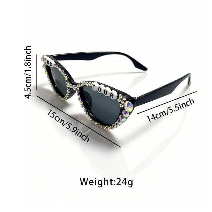 Rhinestone-Embellished Cat-Eye Sunglasses Stornfield