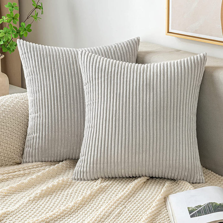 Ribbed Corduroy Textured Throw Pillow Covers