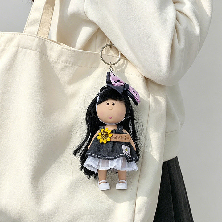 Hooded Doll Bag Charm Keychain with Denim Outfit & Loop Strap Stornfield