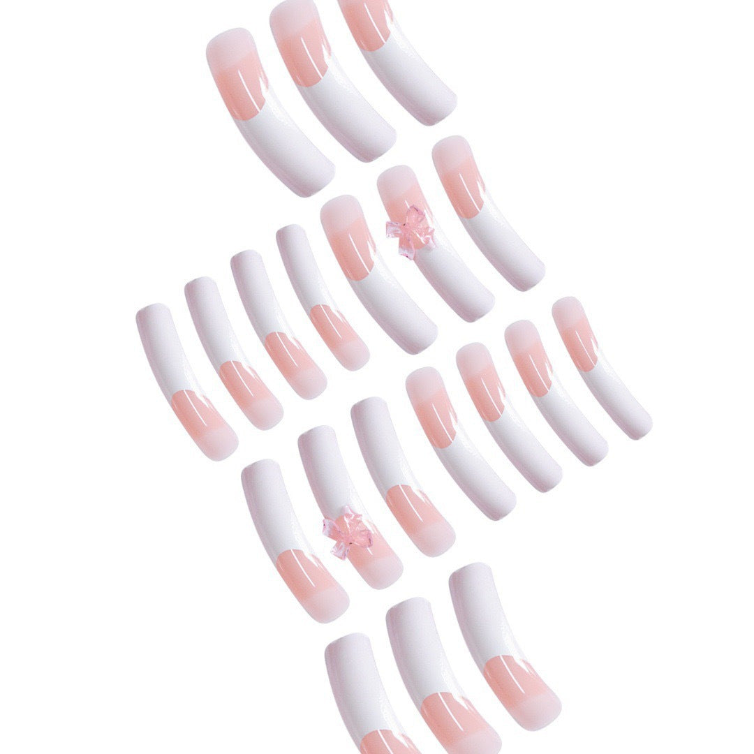 Elegant Bow-Embellished Acrylic Press-On Nails Stornfield