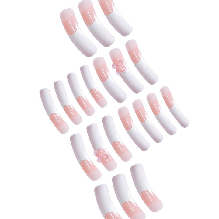 Elegant Bow-Embellished Acrylic Press-On Nails Stornfield