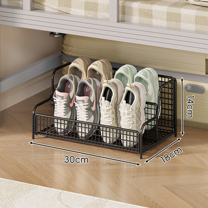 Compact Stackable Under-Bed Metal Mesh Multi-Slot Shoe Storage Drawer Organizer