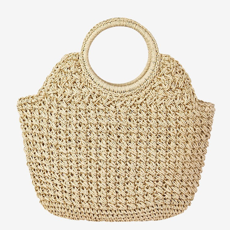Hand-knotted straw bag with round handle Stornfield
