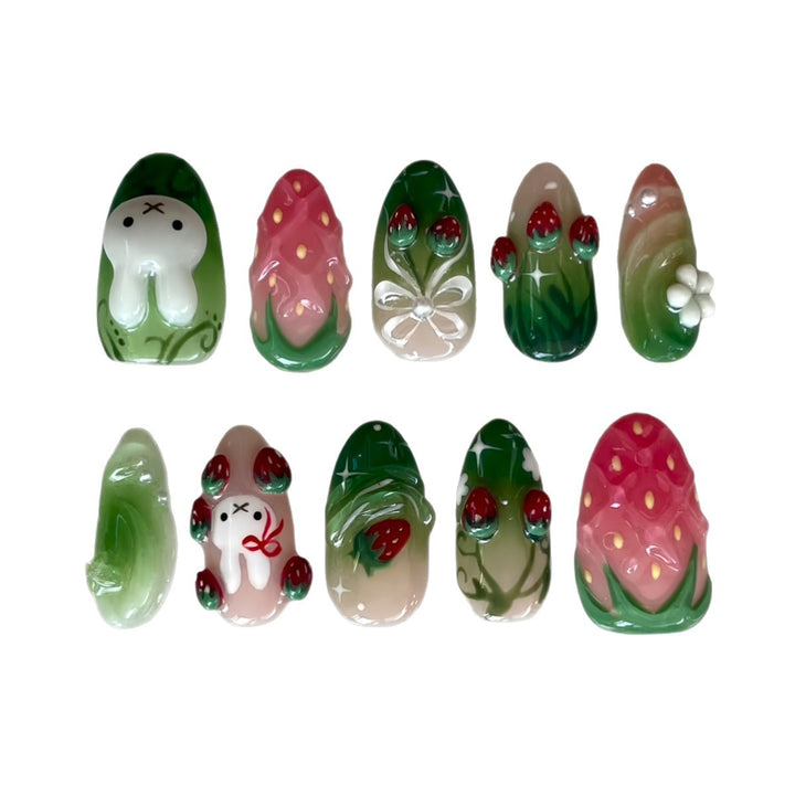Creative Strawberry-Themed Press-On Nails Stornfield