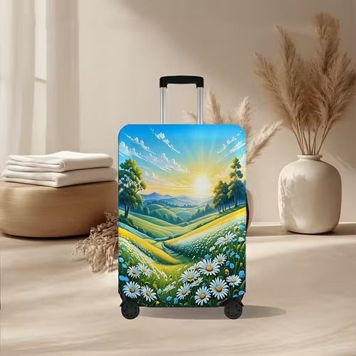 Unisex nan elastic suitcase cover with volcanic lava marble design, stretch protective cover for trolley Stornfield