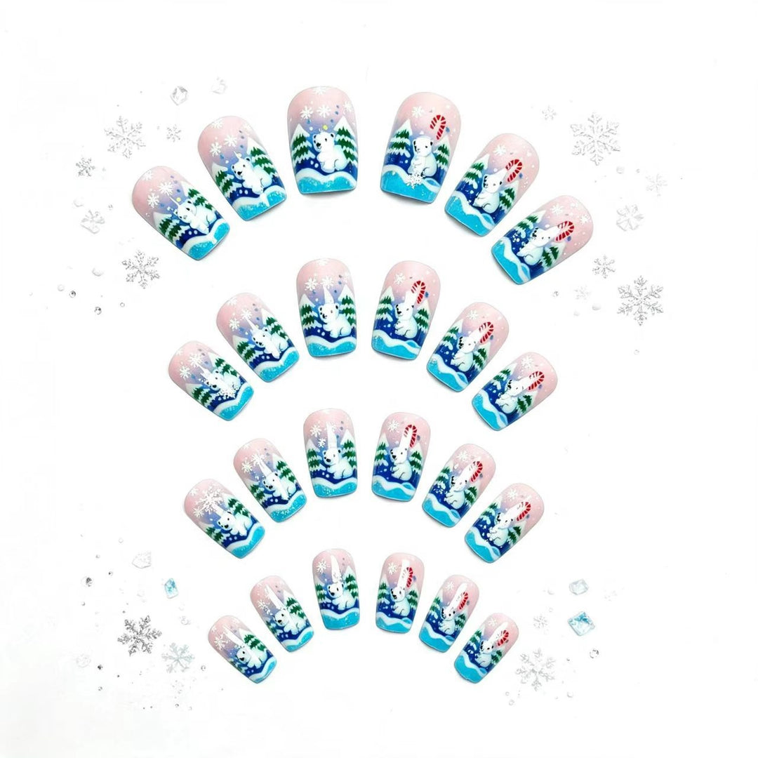 Artificial nails with cute winter landscape design Stornfield