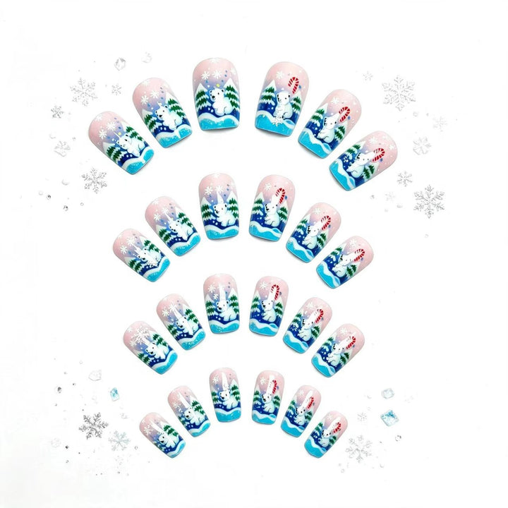 Artificial nails with cute winter landscape design Stornfield
