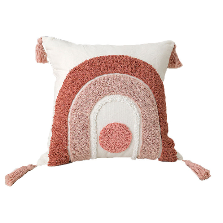Tufted Rainbow Tassel Throw Cushion