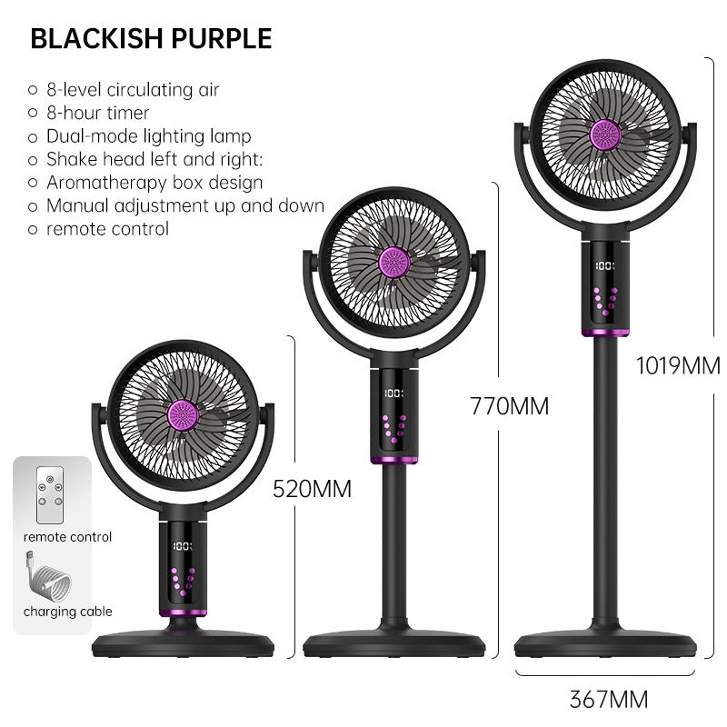 Unisex nan height-adjustable oscillating rechargeable pedestal fan with digital LED display remote and aromatherapy Stornfield