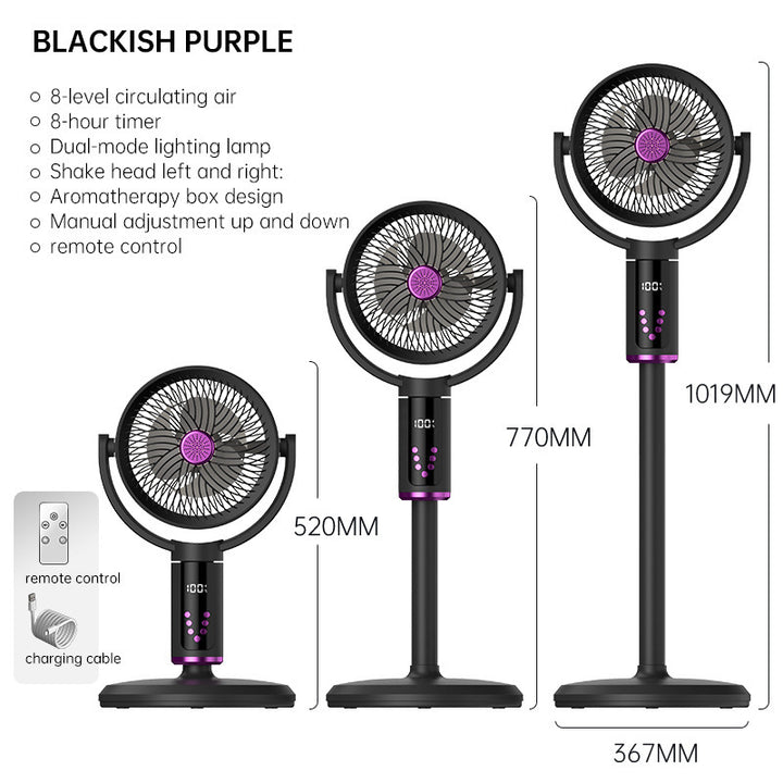 Unisex nan height-adjustable oscillating rechargeable pedestal fan with digital LED display remote and aromatherapy Stornfield