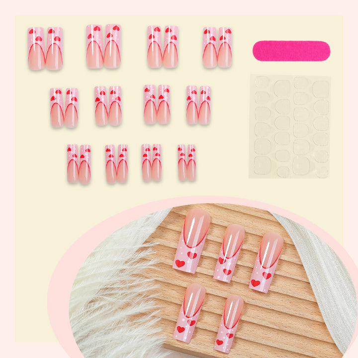 Creative nail art set with heart and ombre design Stornfield