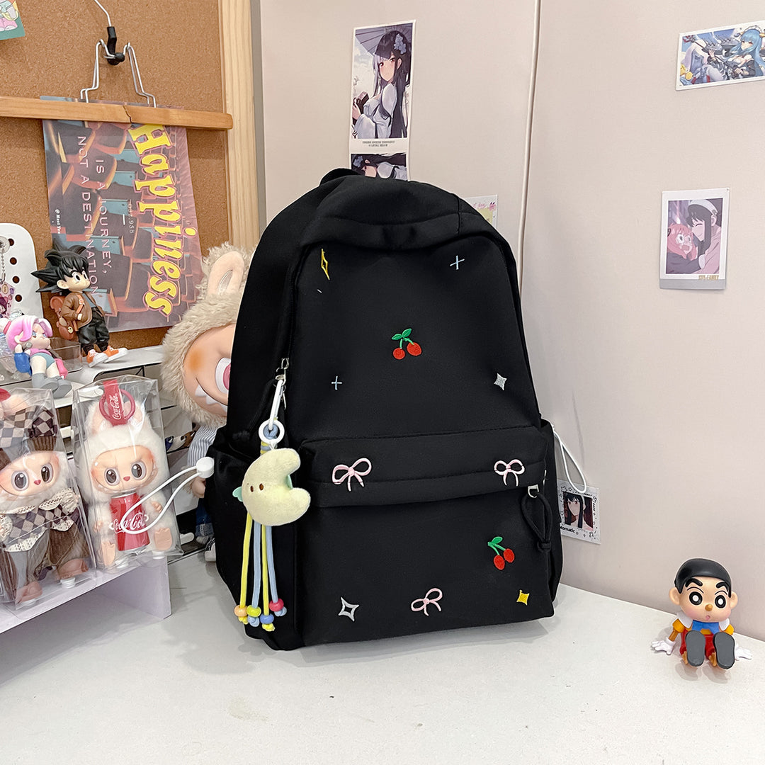 Cute Illustrated Cherry-Embellished Backpack Stornfield