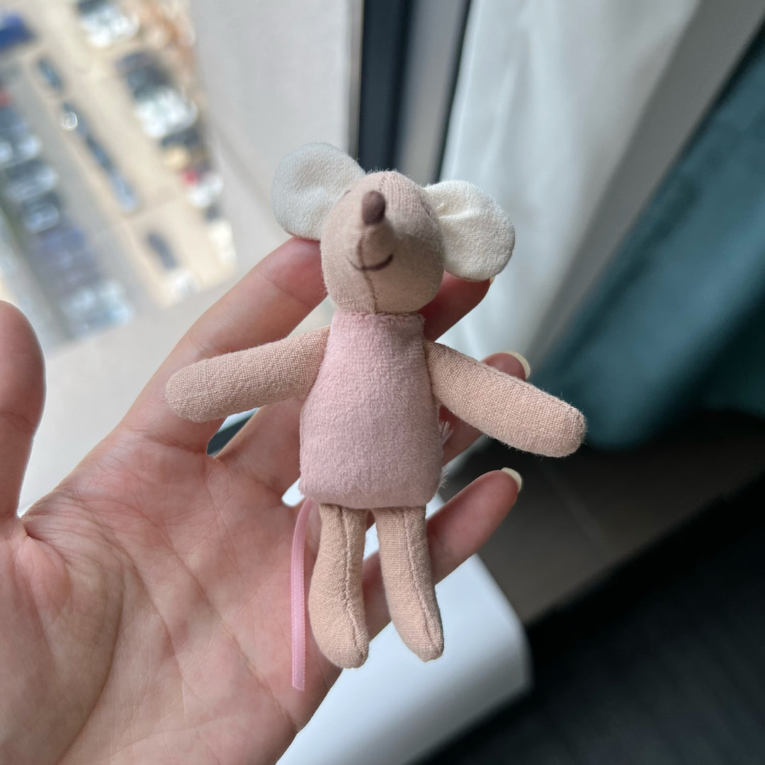 Miniature Linen Mouse Comforter Plush Keyring