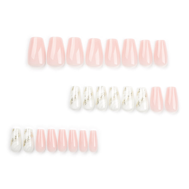 Artistic Nail Extensions with Elegant Gold Design Stornfield