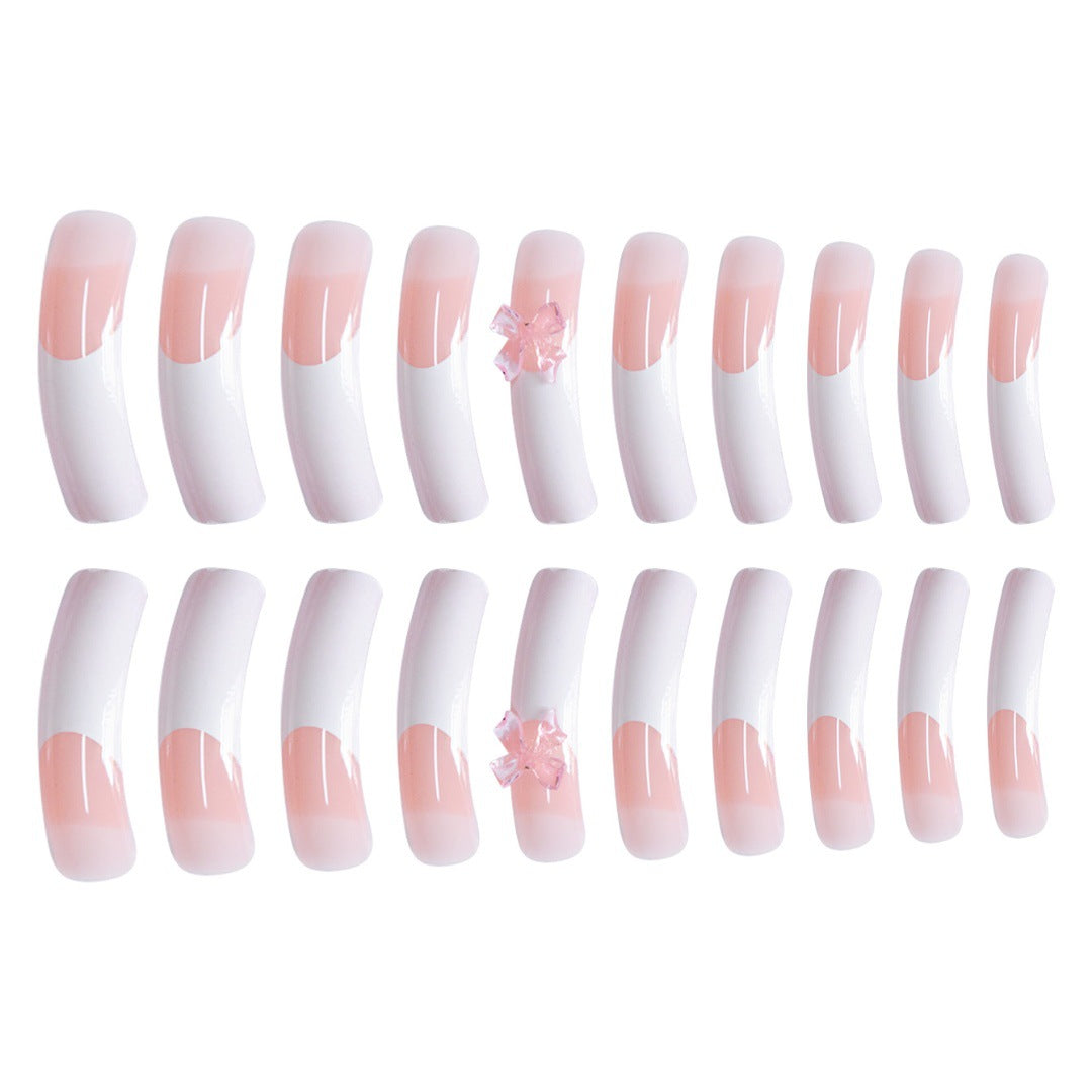 Stylish Acrylic Press-On Nail Extensions with Decorative Bow Stornfield