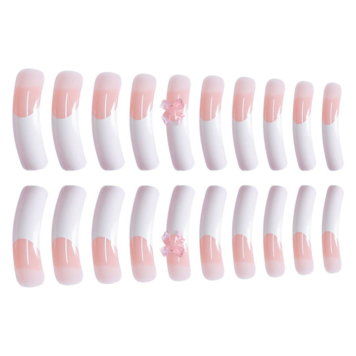 Stylish Acrylic Press-On Nail Extensions with Decorative Bow Stornfield