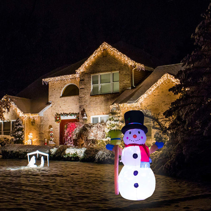 Inflatable snowman with hat and broom