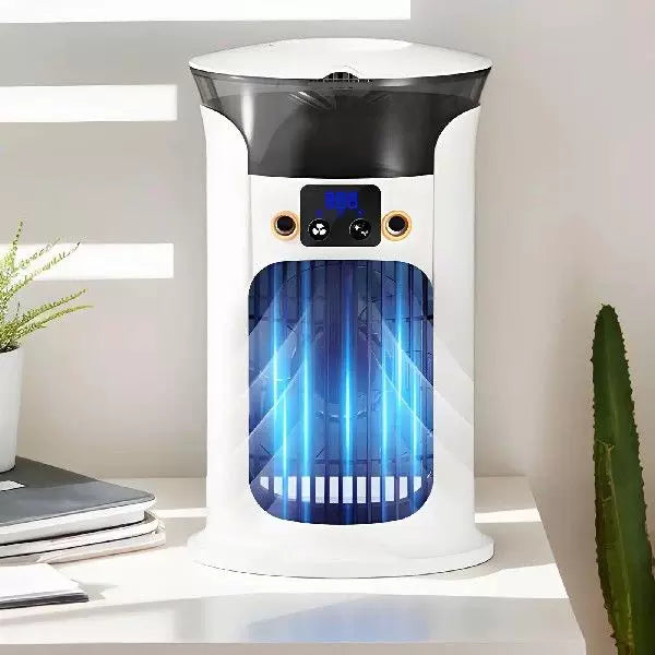 Unisex one size compact cylindrical digital personal cooling fan with programmable LED display and multi-level speed settings Stornfield