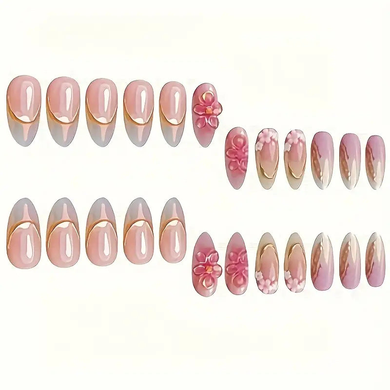 Floral Embellished Press-On Nail Art Set Stornfield