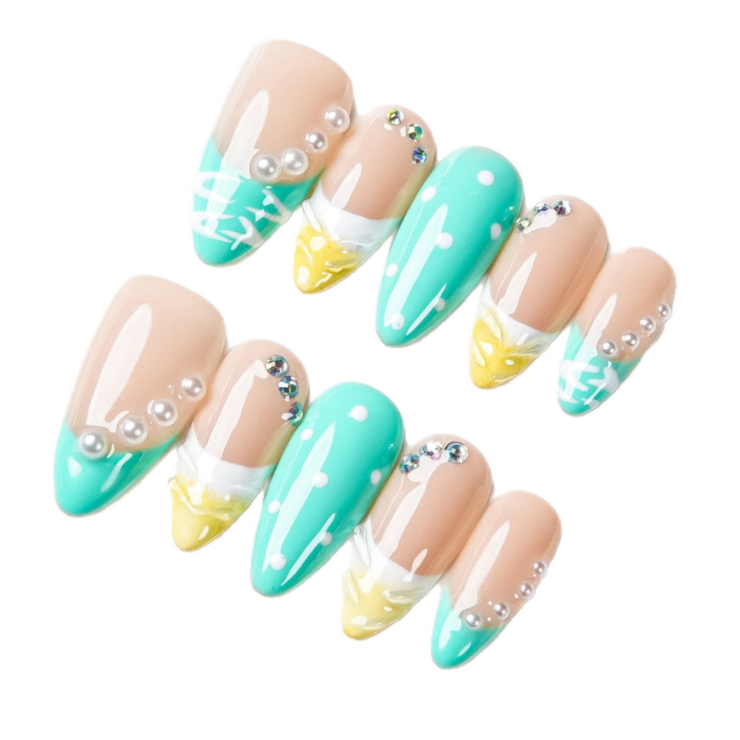 Artistic Ice Cream-Themed Press-On Nail Set