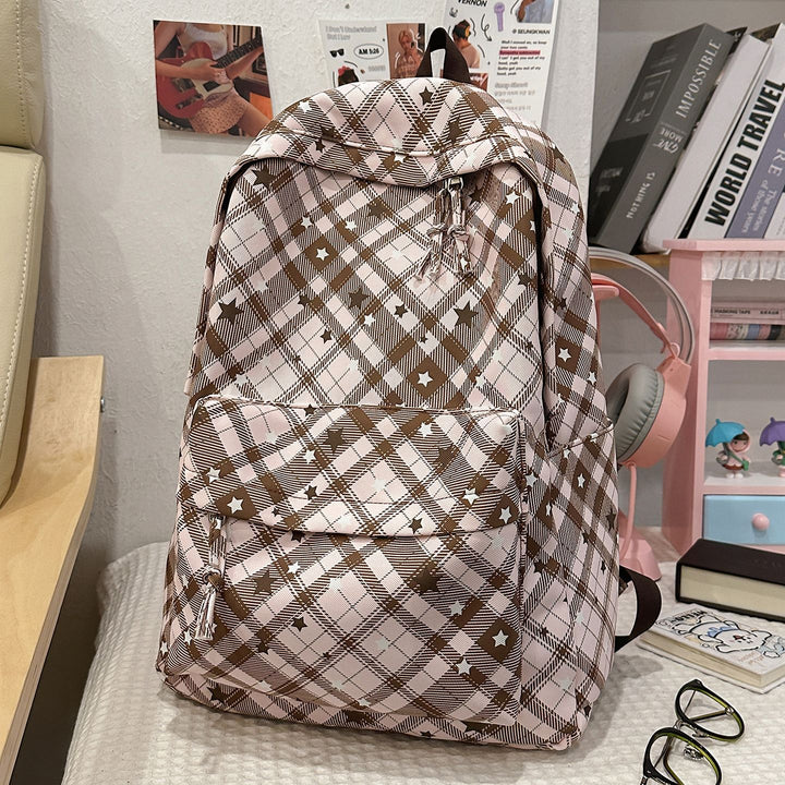 Backpack with Fashionable Check Pattern and Practical Compartments Stornfield
